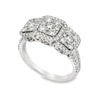 18K White Gold Ladies 3 Diamond Sections and Split Shank Ring