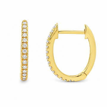 14K Yellow Gold Small Diamond Hoop Earrings