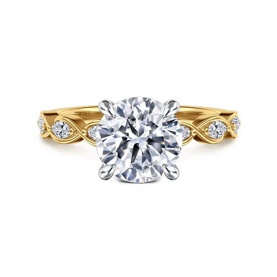 Gabriel & Co. "Claudia" 14K Two-Tone Engagement Ring Setting with 2.01 ct. Marquise Natural Diamond