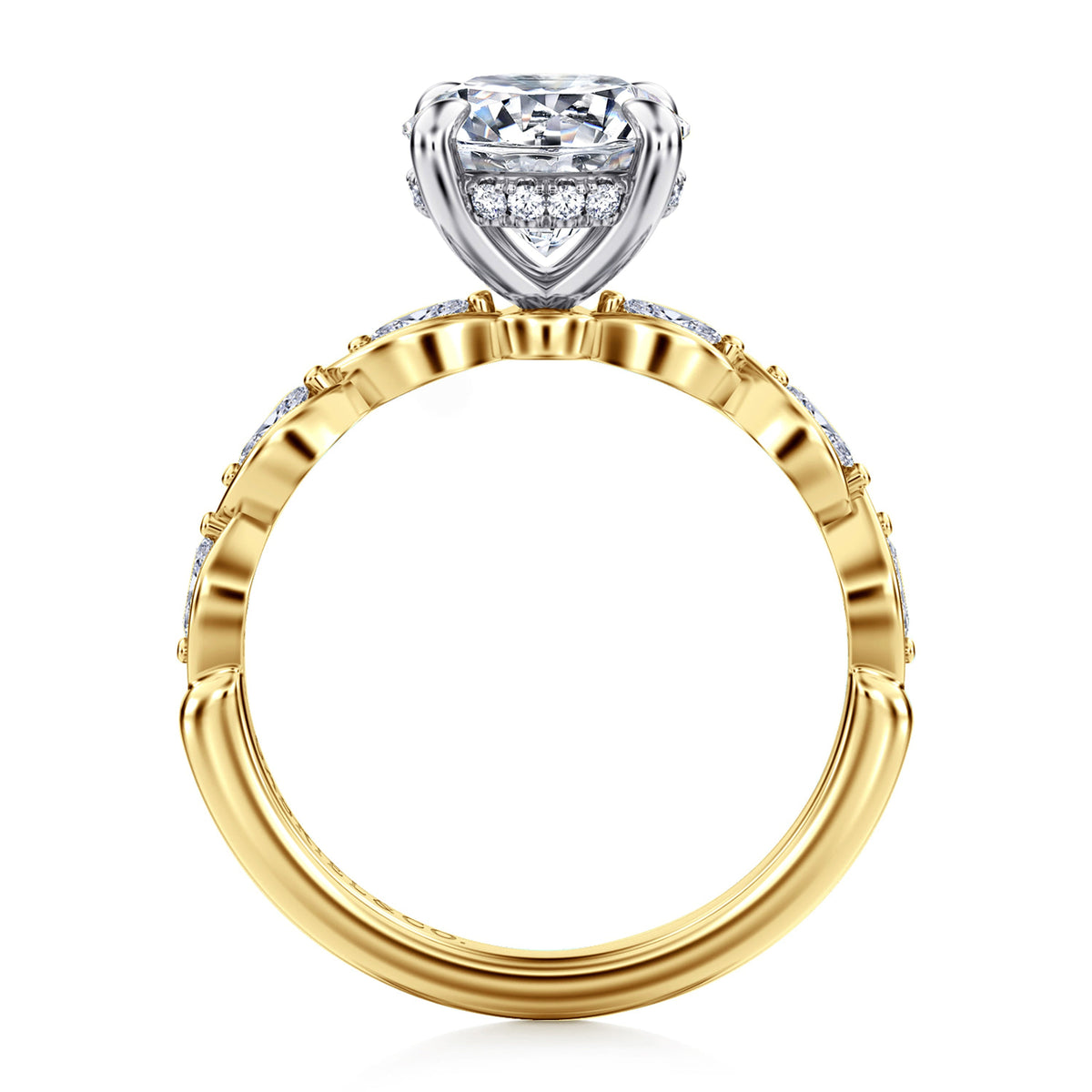 Gabriel & Co. "Claudia" 14K Two-Tone Engagement Ring Setting with 2.01 ct. Marquise Natural Diamond