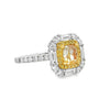Tabrija 18K White & Yellow Gold 1-Carat Yellow Cushion Center Diamond and Halo Engagement Ring