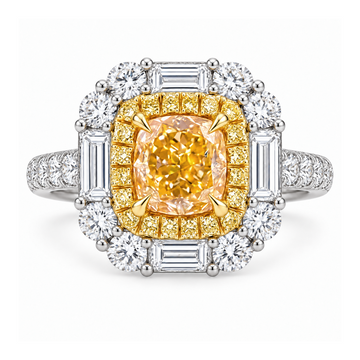 Tabrija 18K White & Yellow Gold 1-Carat Yellow Cushion Center Diamond and Halo Engagement Ring