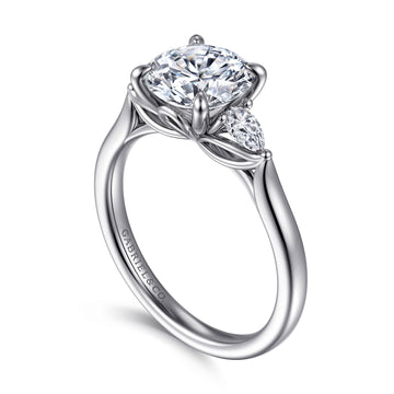 Gabriel & Co. "Reema" 14K 3 Stone Lotus Engagement Ring Setting