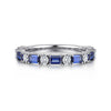 Gabriel & Co. "Aggie" 14K Prong Set Baguette Sapphire and Round Diamond Anniversary Band