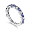 Gabriel & Co. "Aggie" 14K Prong Set Baguette Sapphire and Round Diamond Anniversary Band