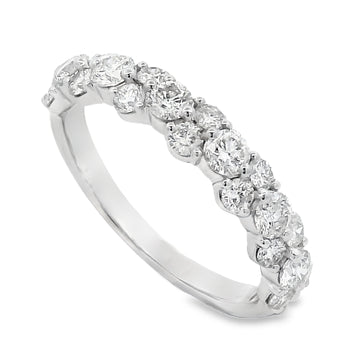 14K White Gold Diamond Cluster Anniversary Band