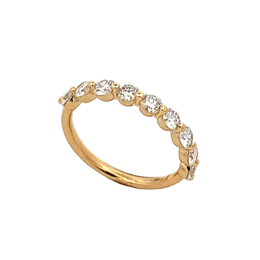 14K Yellow Gold Single Shared Prong 1 Carat Lab Grown Diamond Anniversary Band