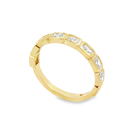 14K Yellow Gold 3/4 Carat East-West Radiant Bezel-Set Lab Grown Diamond Band