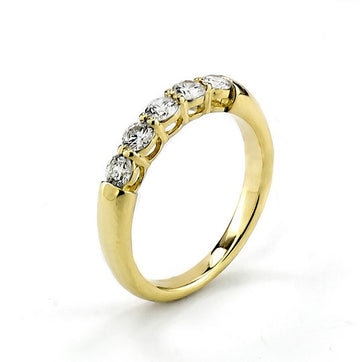 18K Yellow Gold 5-Stone Diamond Anniversary Band