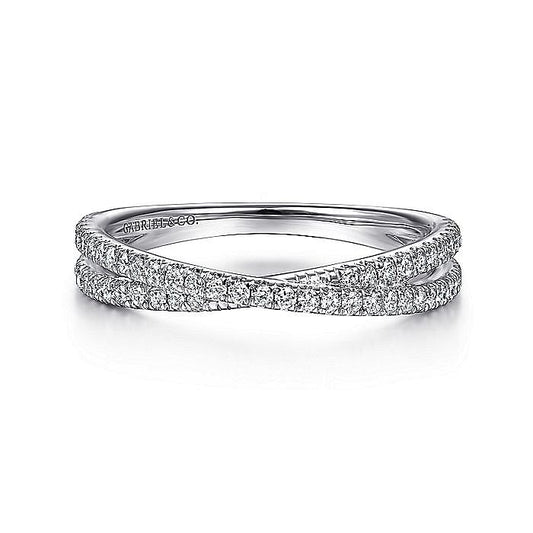 Gabriel & Co 14K White Gold Criss Cross Diamond Ring