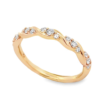 14K Yellow Gold Twist Diamond Anniversary Band