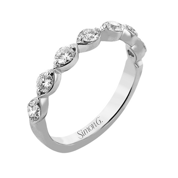 Simon G. Platinum Scallop Diamond Anniversary Band