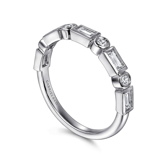 Gabriel & Co. 14K White Gold Bezel Diamond Anniversary Band