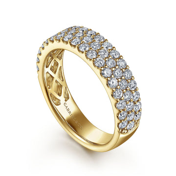 Gabriel & Co. 14K Yellow Gold Prong Set 3-Row Diamond Band