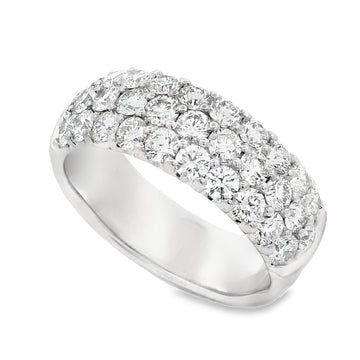 Roman Jewelers Signature 14K White Gold 3-Row Wide Diamond Band