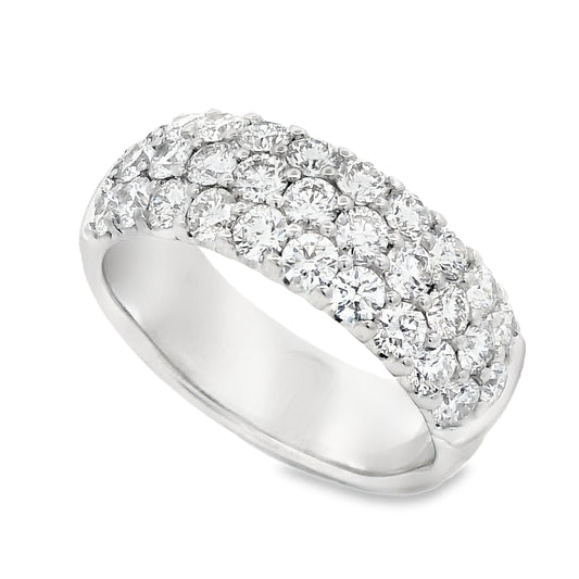 Roman Jewelers Signature 14K White Gold 3-Row Wide Diamond Band