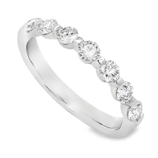 Roman Jewelers Signature 14K White Gold 7-Stone Shared-Prong Anniversary Band