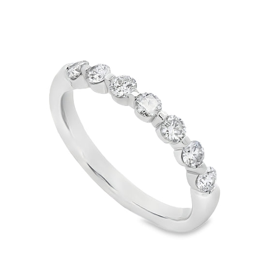 Roman Jewelers Signature 14K White Gold Half-Carat 7-Stone Diamond Band