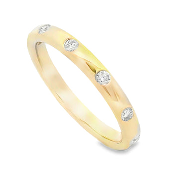 14K Yellow Gold Burnished Diamond Band