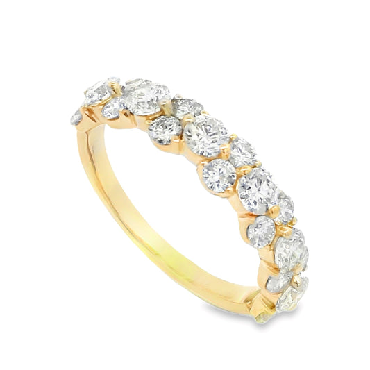 14K Yellow Gold Diamond Cluster Anniversary Band