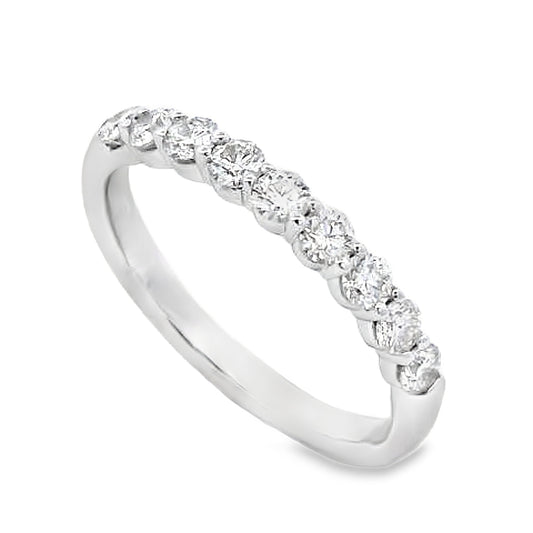 14K White Gold 1/2-Carat 9 Stone Diamond Anniversary Band