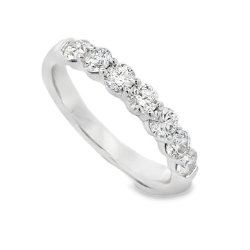 14K White Gold 3/4-Carat 7 Stone Diamond Anniversary Band