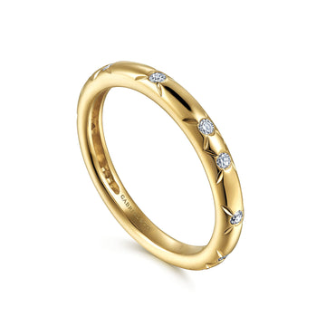 Gabriel & Co. 14K Yellow Gold Starry Burnished Diamond Stackable Ring