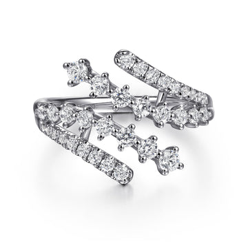 Gabriel & Co. 14K White Gold Multi-Row Graduating Diamond Bypass Ring