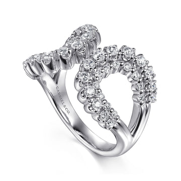 Gabriel & Co. 14K White Gold Lusso Diamond Wide Open Band