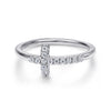 Gabriel & Co. 14K White Gold Sideways Diamond Cross Ring