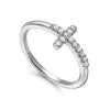 Gabriel & Co. 14K White Gold Sideways Diamond Cross Ring