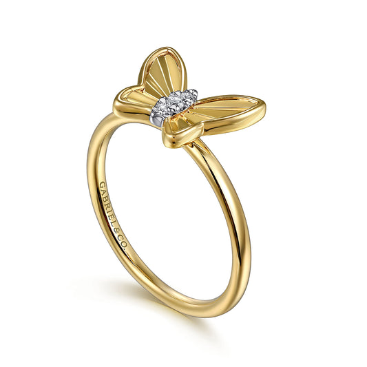 Gabriel & Co. 14K Yellow Gold Butterfly Diamond Ring