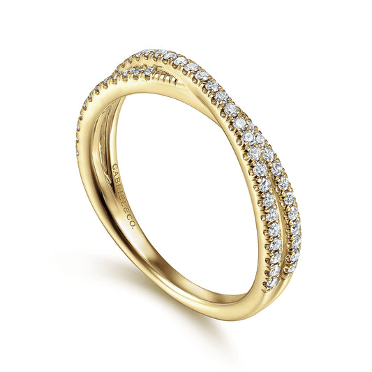 Gabriel & Co. 14K Yellow Gold Criss Cross Diamond Stackable Ring