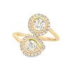 14K Yellow Gold 2-Stone Diamond Halo Bypass Ring