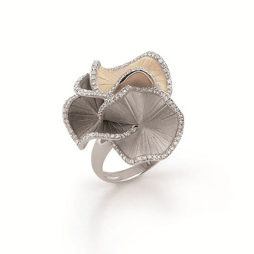 Cammilli 18K "Sultana" White Ice, Natural Beige and Black Lava Gold Diamond Ring
