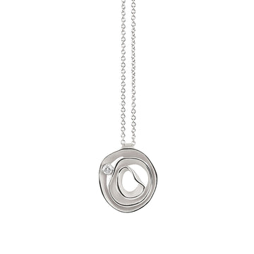 Cammilli 18K White Ice Gold Diamond "Dune" Pendant with Chain