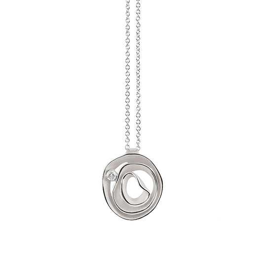 Cammilli 18K White Ice Gold Diamond "Dune" Pendant with Chain
