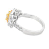 18K Two-Tone Yellow Diamond Halo Three-Stone Fashion Ring
