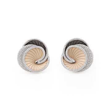 Cammilli 18K White Ice Natural Beige and Black Lava Gold "Hypnose" Diamond Earrings