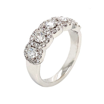 18K White Gold 1 Carat Diamond Cluster Ring