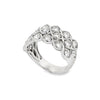 18K White Gold 3-Row Diamond Fashion Ladies Ring with Milgrain Detail