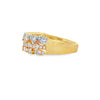 18K Yellow Gold 3-Row Patterned Ladies Diamond Ring