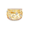 18K Yellow Gold 6-Row with Diamond Accents Ladies Fashion Ring