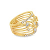 18K Yellow Gold 6-Row with Diamond Accents Ladies Fashion Ring