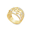 18K Yellow Gold 6-Row with Diamond Accents Ladies Fashion Ring
