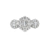 18K White Gold 3 Diamond Clusters Ladies Fashion Ring