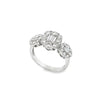 18K White Gold 3 Diamond Clusters Ladies Fashion Ring