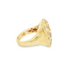 18K Yellow Gold Square Top Shape with Diamond Accents Fashion Ring