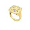 18K Yellow Gold Square Top Shape with Diamond Accents Fashion Ring