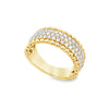 18K Yellow Gold 8mm Diamond Ring with Bead Detail on Sides